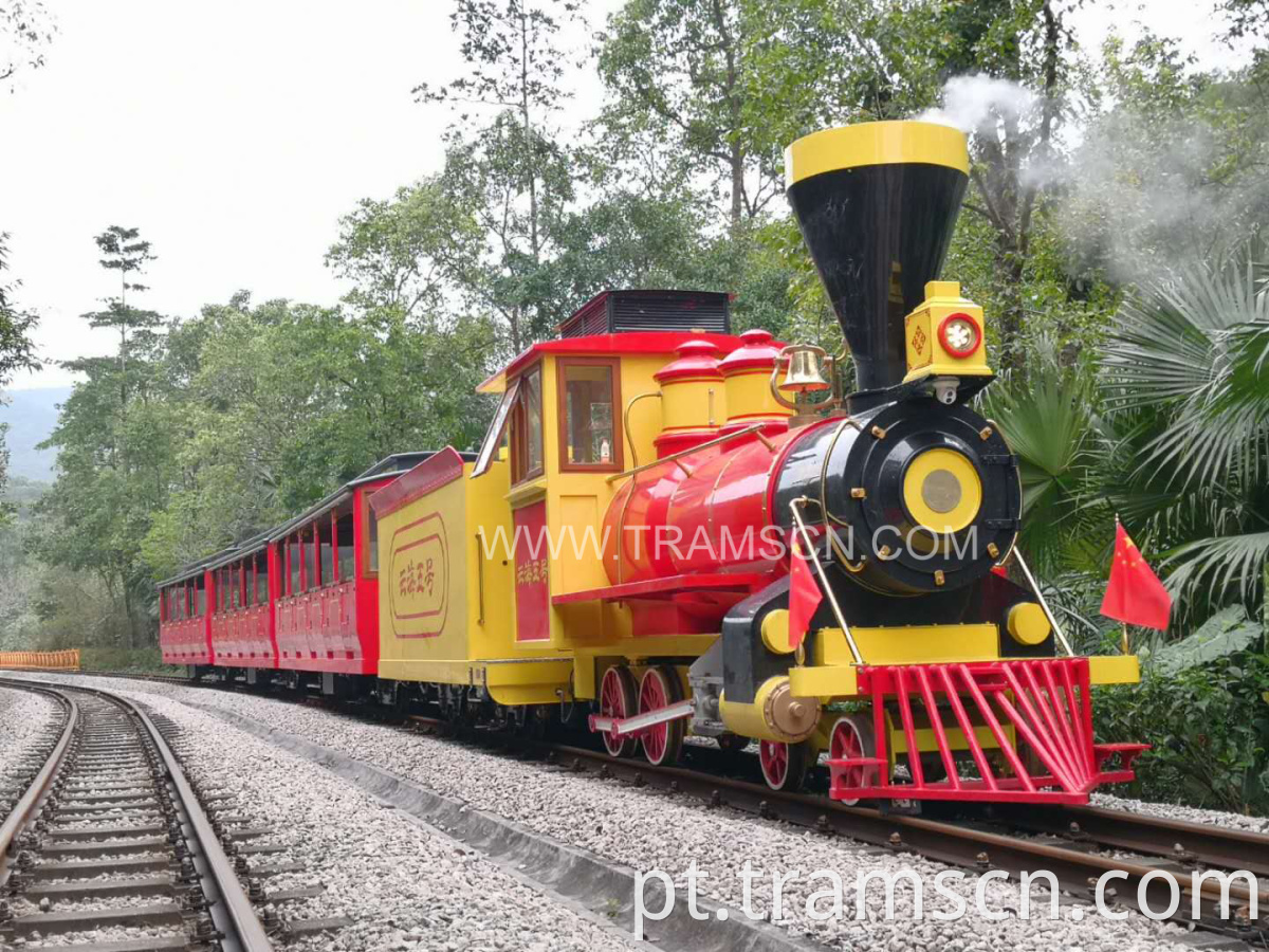 sightseeing train red and yellow colour